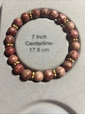 Pink Marble Effect Beaded Bracelet with Gold Accent Spacers